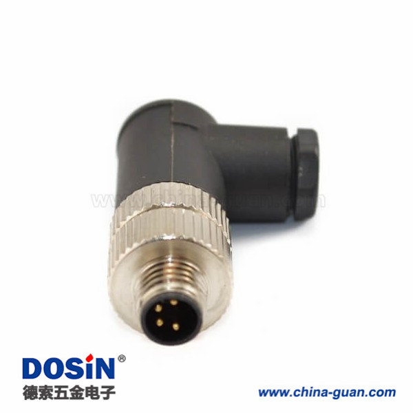 M8插头IP67防水90度弯角组装式接线4芯A型公插头工业航空连接器 M8插头IP67防水90度弯角组装式接线4芯A型公插头工业航空连接器