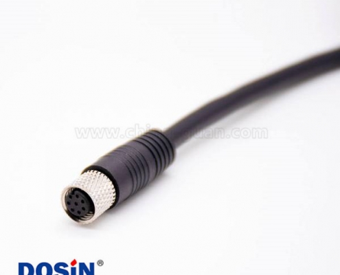 注塑线M8连接器8针母头直式单边注塑线A编码1米