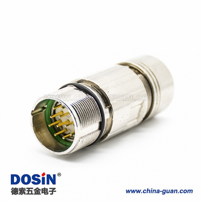 M系列连接器M23 12芯公插头直式接线焊线带屏蔽连接器 M系列连接器M23 12芯公插头直式接线焊线带屏蔽连接器