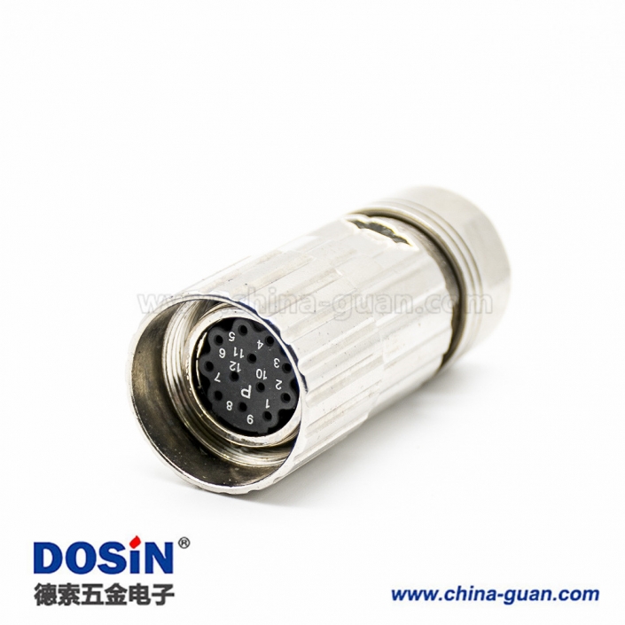 工业连接器母头M23 12芯母插头直式接线焊线带屏蔽连接器 工业连接器母头M23 12芯母插头直式接线焊线带屏蔽连接器