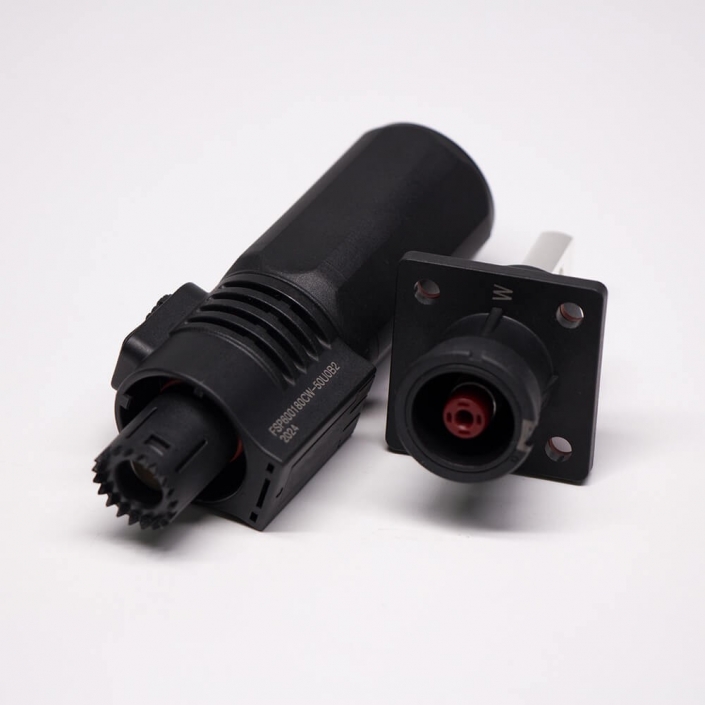 新能源电源储能连接器直式8mm黑色IP67防水125A大电流连接器 新能源电源储能连接器直式8mm黑色IP67防水125A大电流连接器