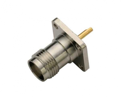 法兰式4孔方形面板安装tnc直式母头焊接连接器 DOSIN-802-1027
