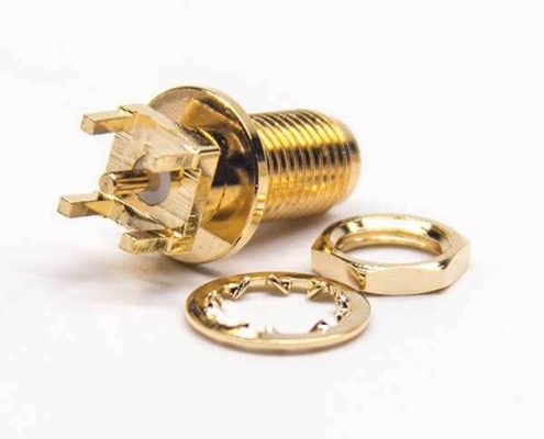 SMA前穿墙直式母头连接器PCB穿孔式安装镀金SMADOSIN-806-1069